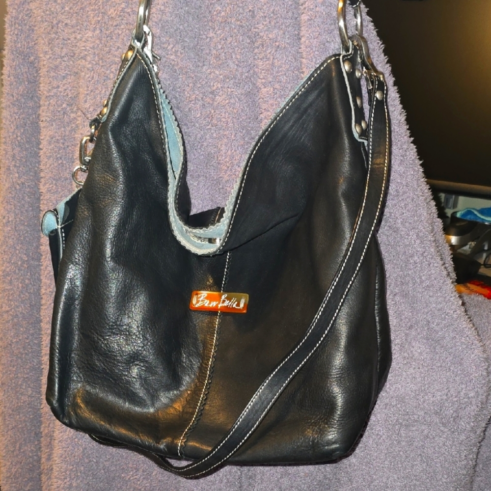 Barr Bella Black Leather Hobo Bag